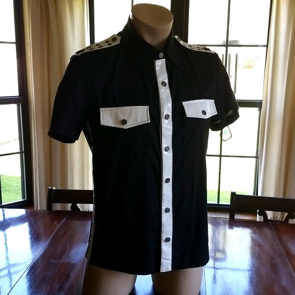 Lip Service Vintage Vice Goth Fetish Military Shirt - Large